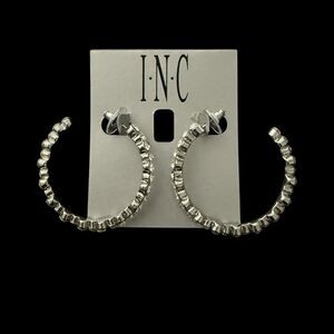 INC International Concepts for Macy’s Silver Circle Hoop Party Earrings